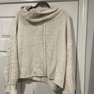 Free People Cream Cowl Neck Sweater